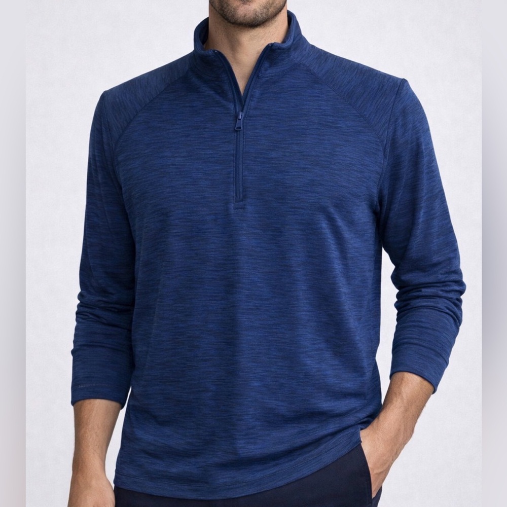 Vineyard Vines Blue 1/4 Zip L/S Pullover Reflective Whale Logo Men's Sz Medium